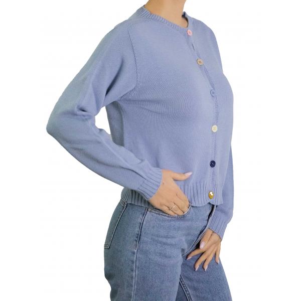 Cardigan con bottoni colorati in cotone 